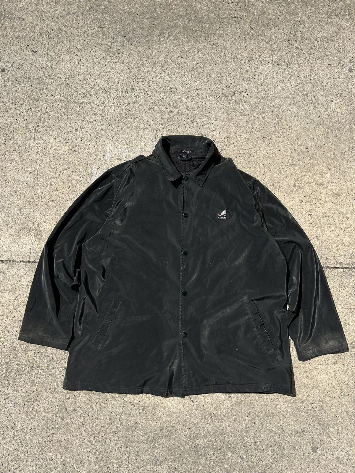Kangol Vintage Kangol Coach Jacket Black Big Logo Back XL Size US XL / EU 56 / 4 - 1 Thumbnail