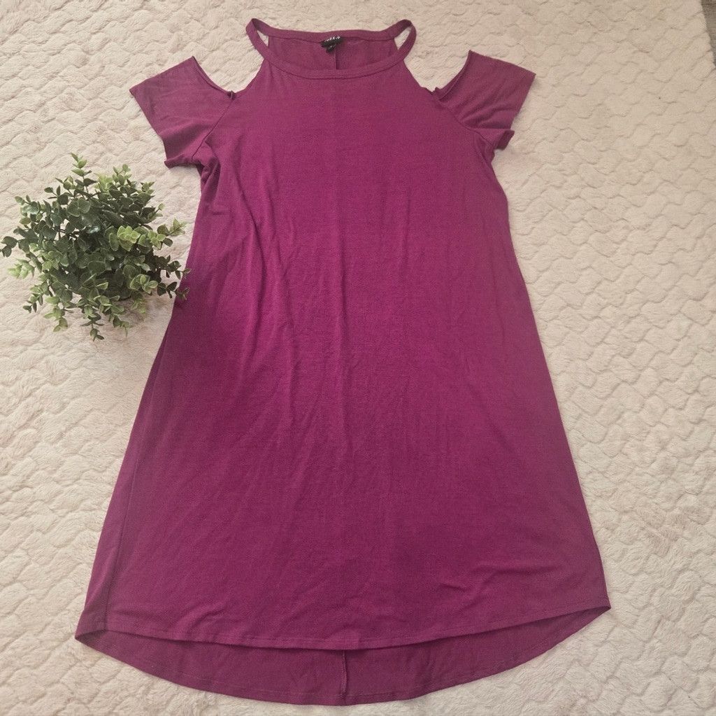 Torrid Torrid Magenta Cold Shoulder Swing Dress, Size 0 - US Large Size L / US 10 / IT 46 - 1 Thumbnail