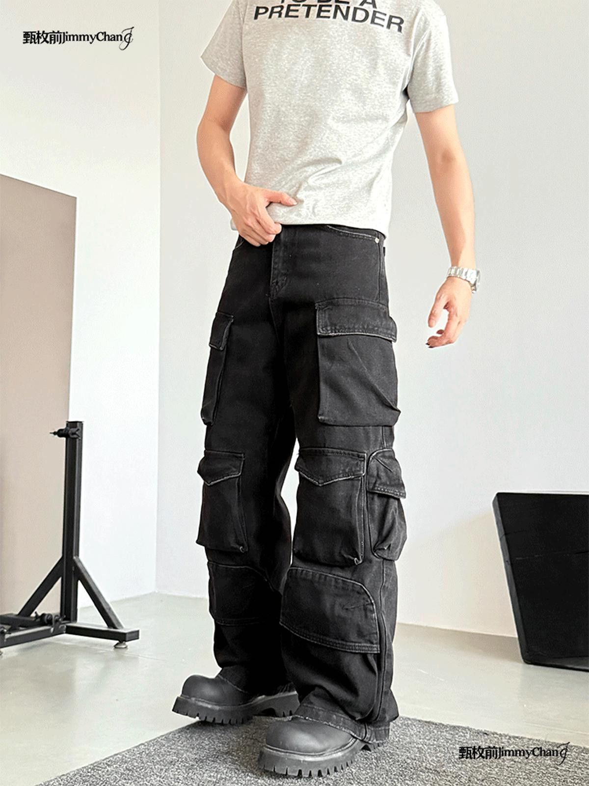 Other Black Cargo Wide Leg Baggy Jeans Size US 32 / EU 48 - 7 Thumbnail