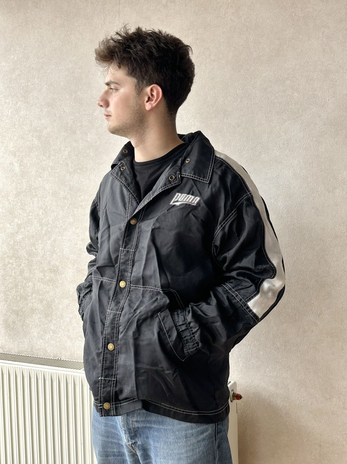 Puma Vintage Puma y2k 90s Nylon Button Coach Jacket Size US S / EU 44-46 / 1 - 2 Thumbnail