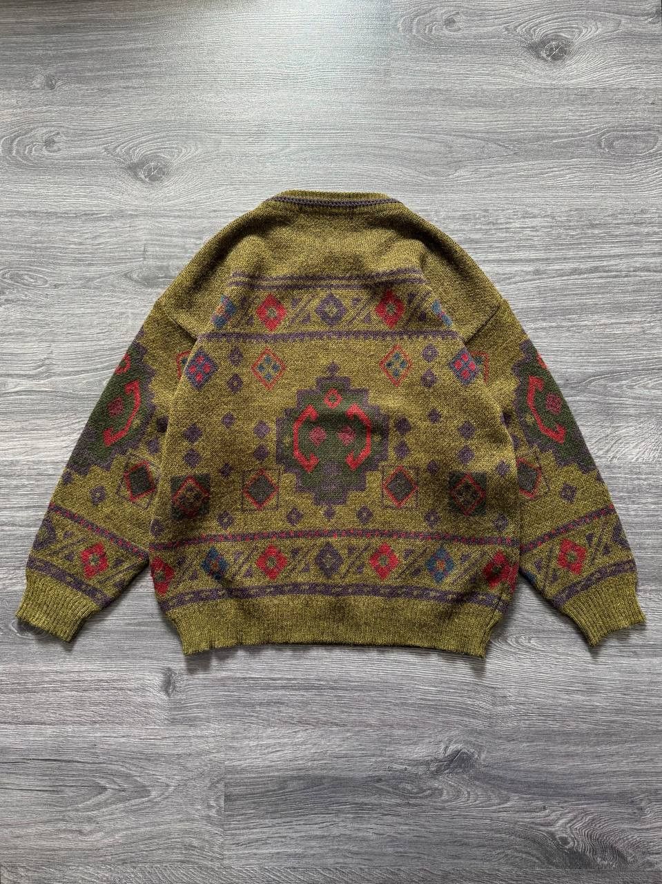 Vintage Vintage 90s Aztec Tribal Knit Mohair Sweater Boxy Cropped Size US M / EU 48-50 / 2 - 2 Thumbnail