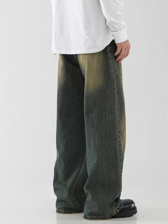 Japanese Brand Men's Blue Washed Clean-Fit Straight-Leg Jeans Size US 32 / EU 48 - 4 Thumbnail