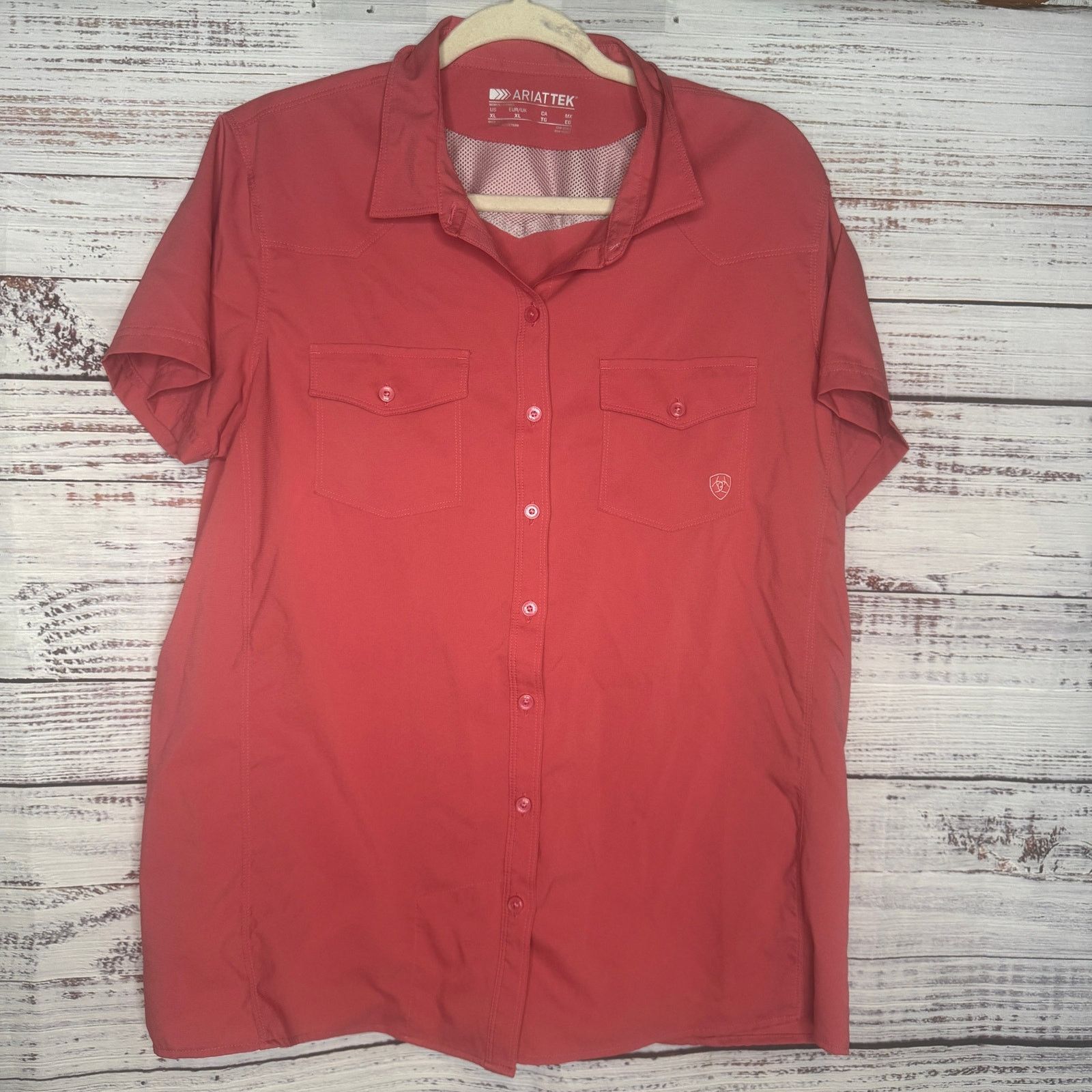 Ariat AriatTEK Short Sleeve Button Shirt Coral VentTEK Performance Size XL / US 12-14 / IT 48-50 - 2 Thumbnail