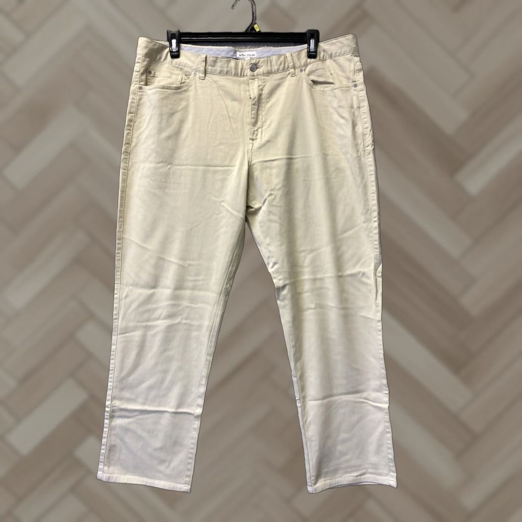 Peter Millar Peter Millar Jeans Men 40x32 Tan Cotton Blend Denim Zip Regular Inseam 32 Straight N/A Size US 40 / EU 56 - 1 Thumbnail