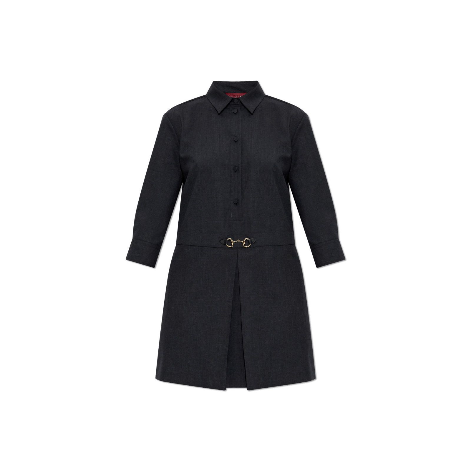 GUCCI Gray Wool Mini Horsebit Dress New & Authentic (Women's
