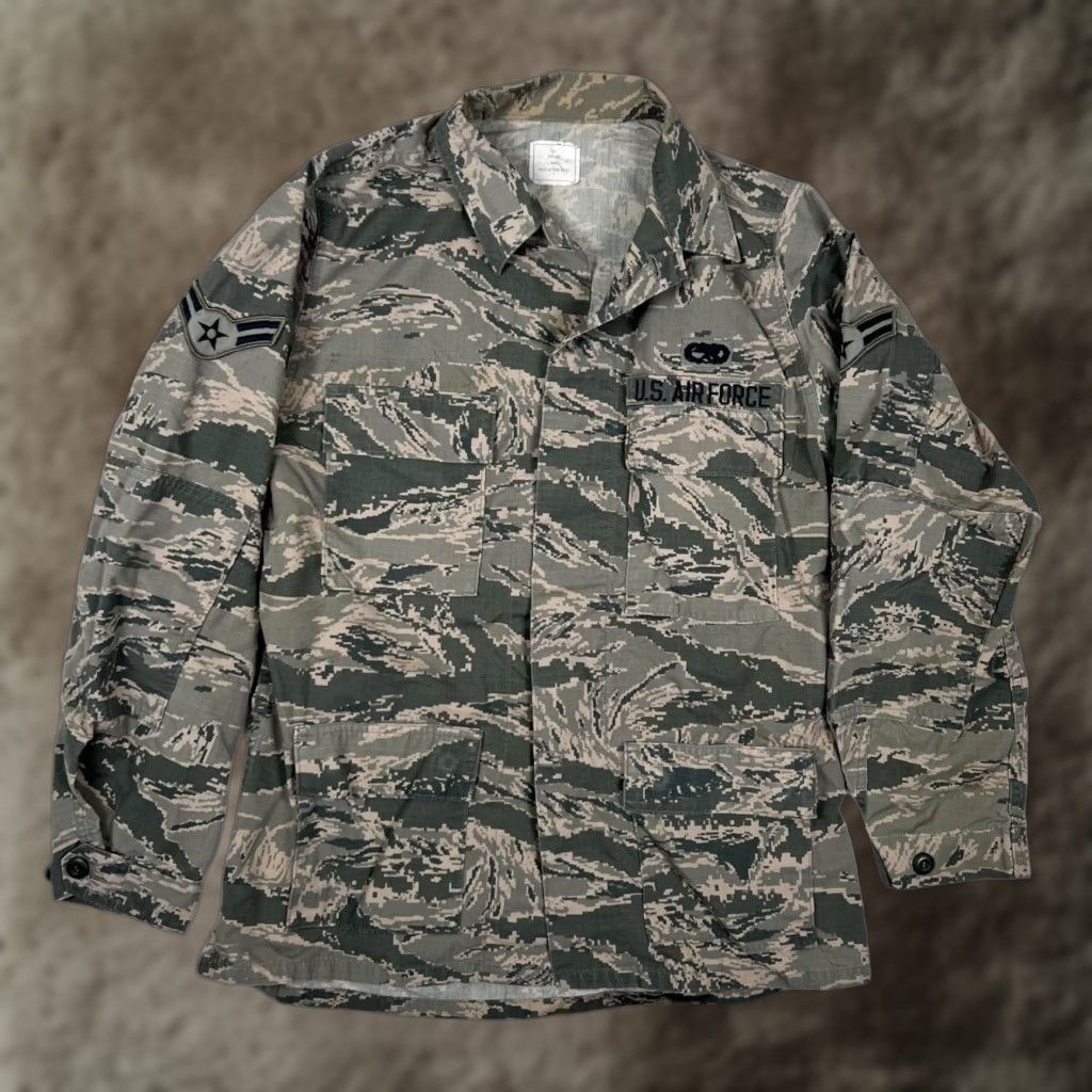 Vintage US Air Force Coat Mens 40 Long ABU Tiger Stripe Camo Utility Duty Jacket Shirt Womenless Size US XXS / EU 40 - 1 Thumbnail