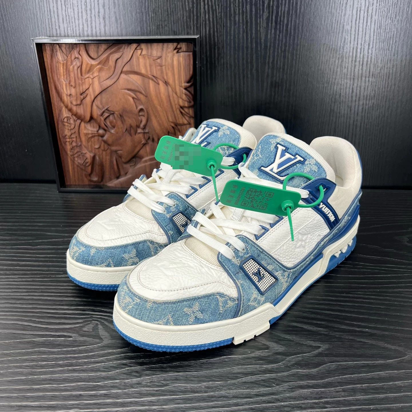 Louis Vuitton LV Trainer White Blue Denim 9.5/43.5 Size US 10.5 / EU 43-44 - 1 Thumbnail