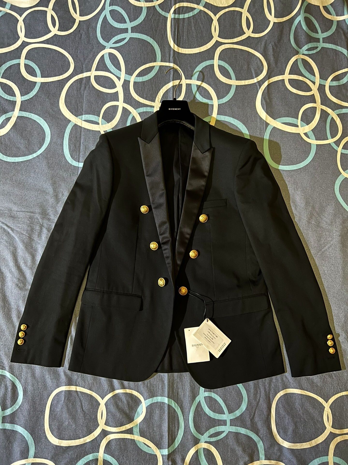 Balmain classic black double-breasted blazer with gold buttons Size US XXL / EU 58 / 5 - 1 Thumbnail