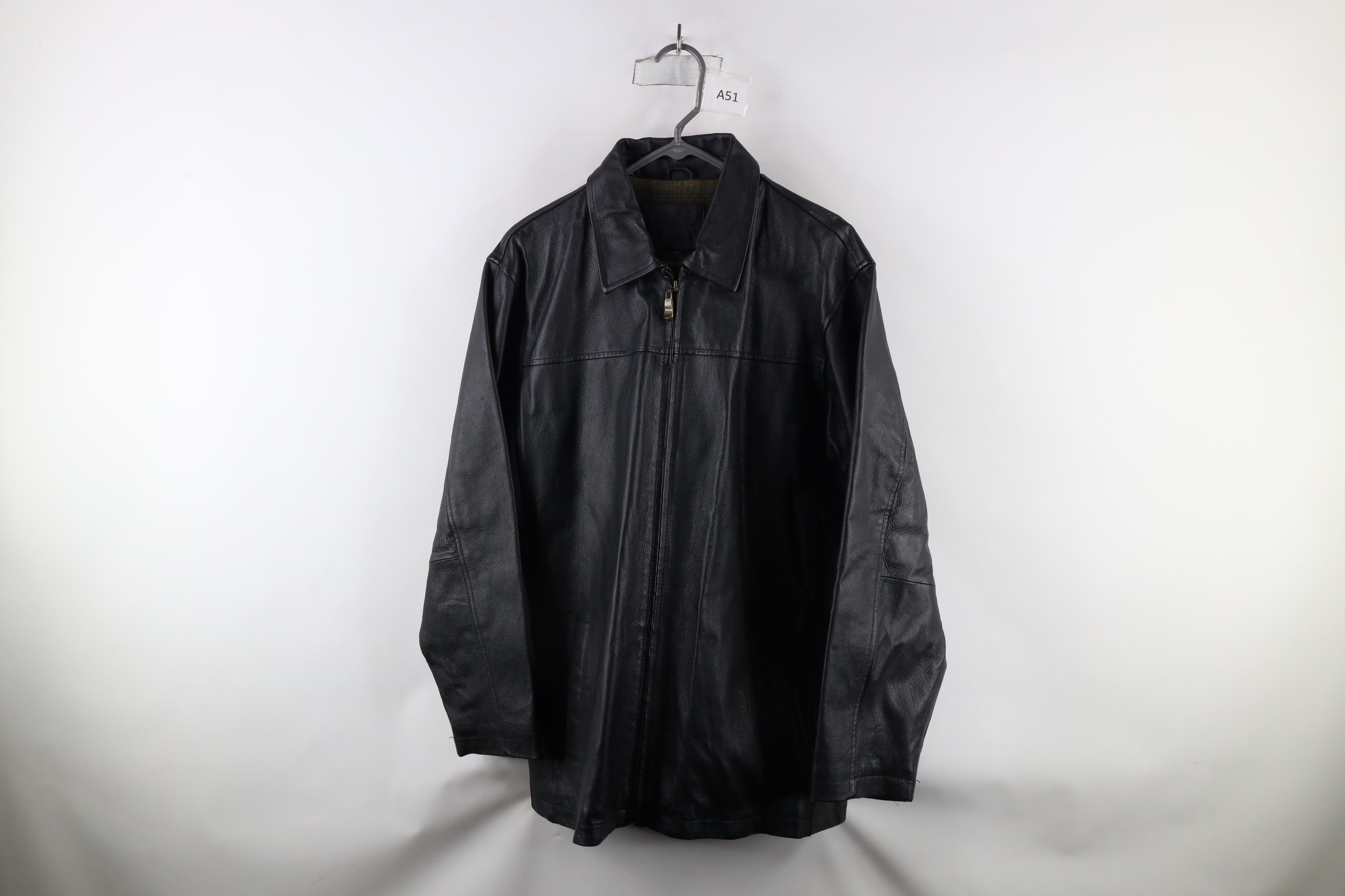 Vintage Vintage 90s Streetwear Lined Full Zip Leather Jacket Black Size US M / EU 48-50 / 2 - 1 Thumbnail