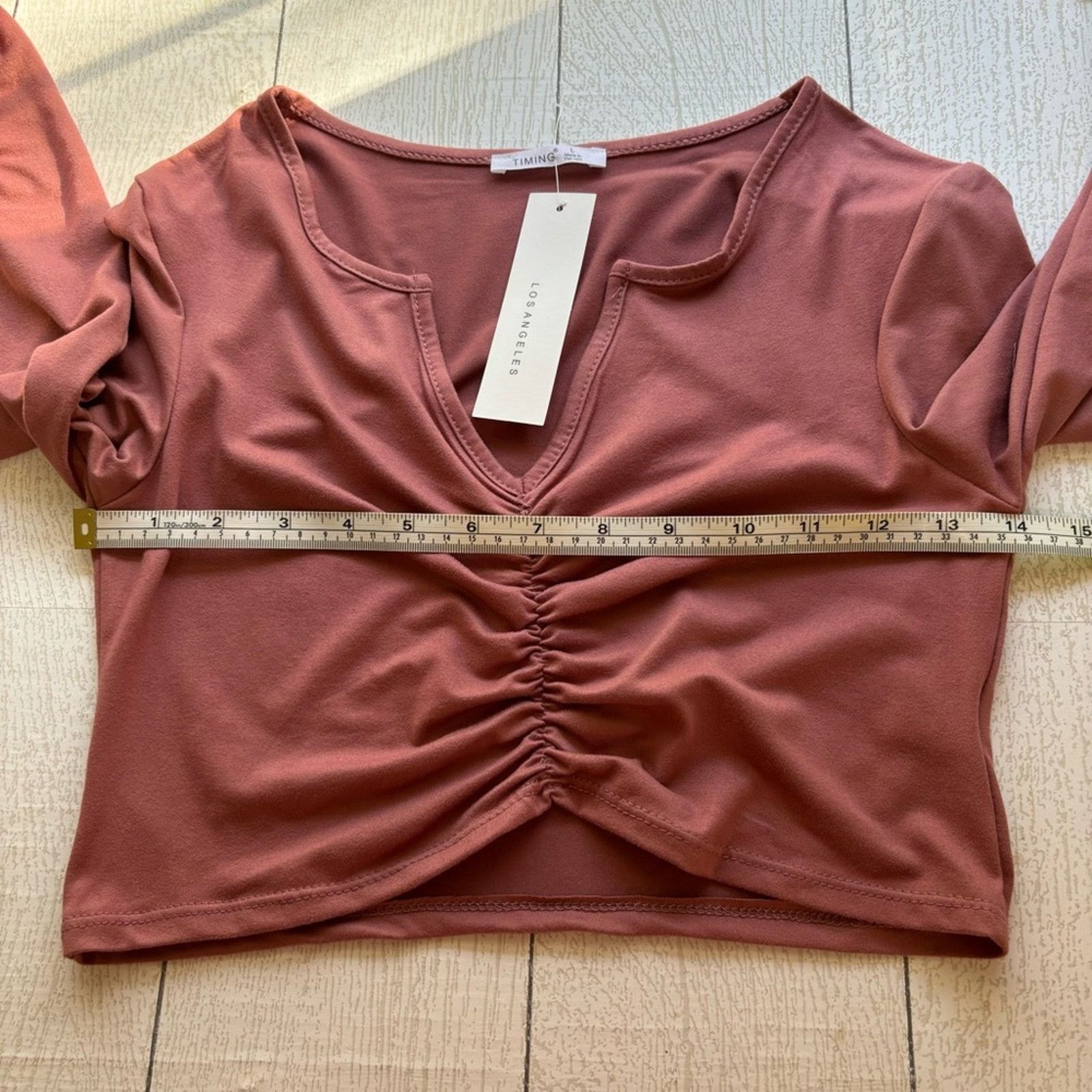 Other Timing Marsala Ruched Crop Top Large NWT Size L / US 10 / IT 46 - 10 Thumbnail