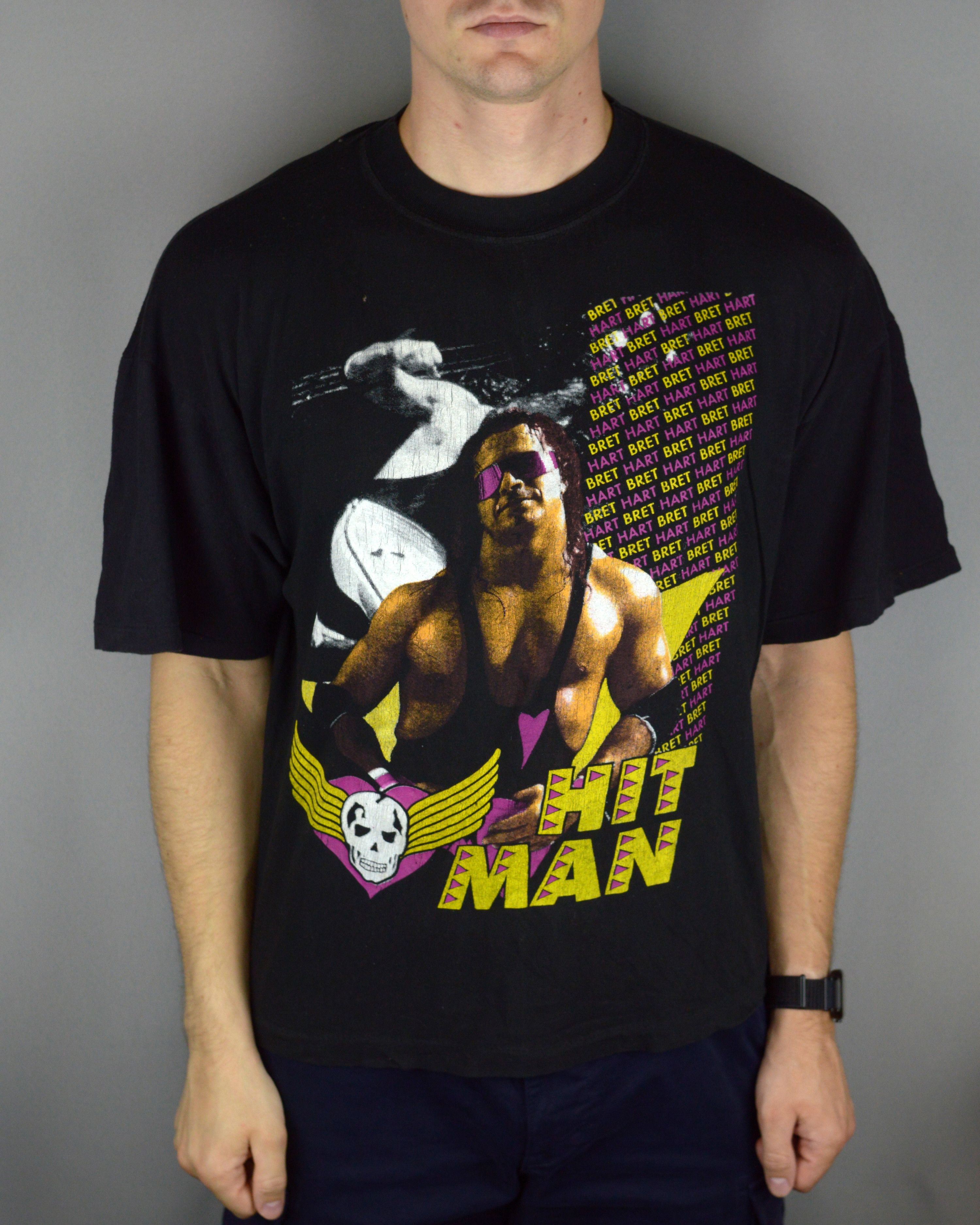 Vintage Vintage Bret Hitman Hart 90s t shirt Size US M / EU 48-50 / 2 - 1 Thumbnail