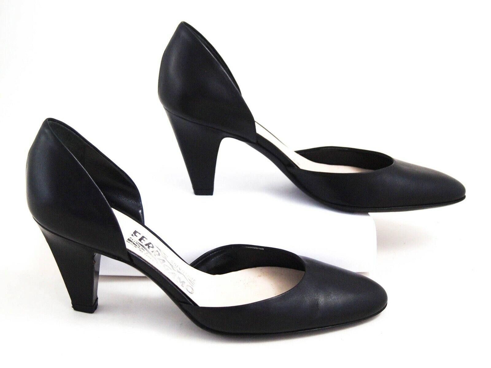 Salvatore Ferragamo Ferragamo High Heel Pumps Black Leather Womens US 7.5 EU 38 Size US 7.5 / IT 37.5 - 2 Thumbnail