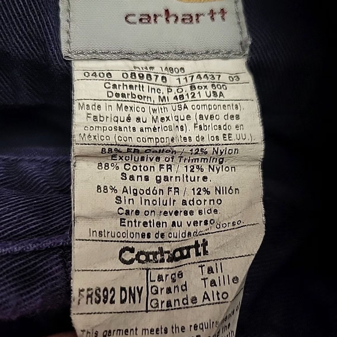 Carhartt VINTAGE Carhartt FR Shirt Men LT Blue Flame Fire Resistant Long Sleeve Workwear Size US L / EU 52-54 / 3 - 6 Thumbnail