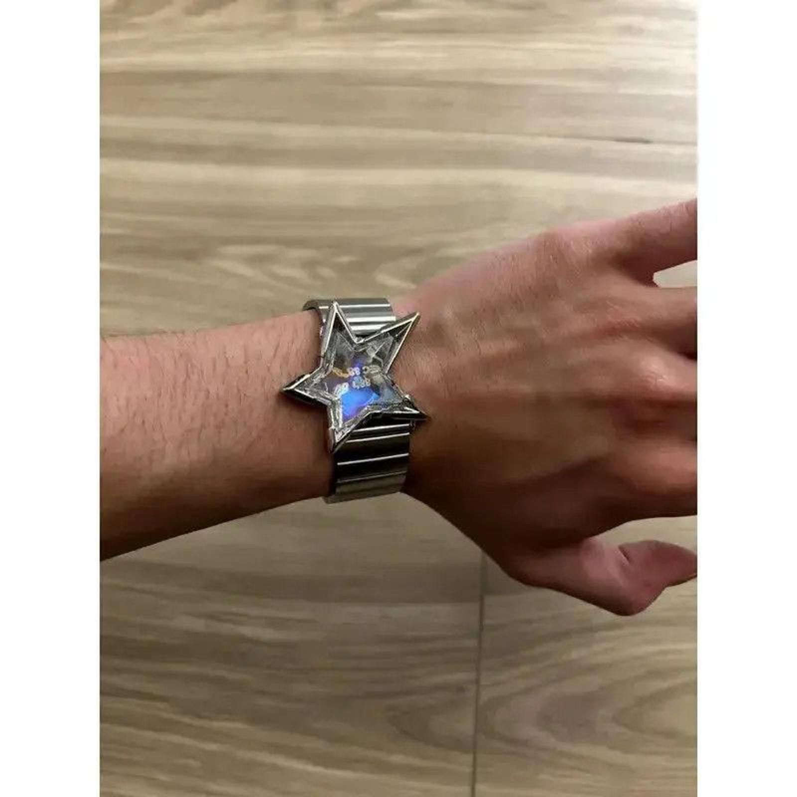 Jewelry Crystal Star Watch Bracelet in Silver, Men's