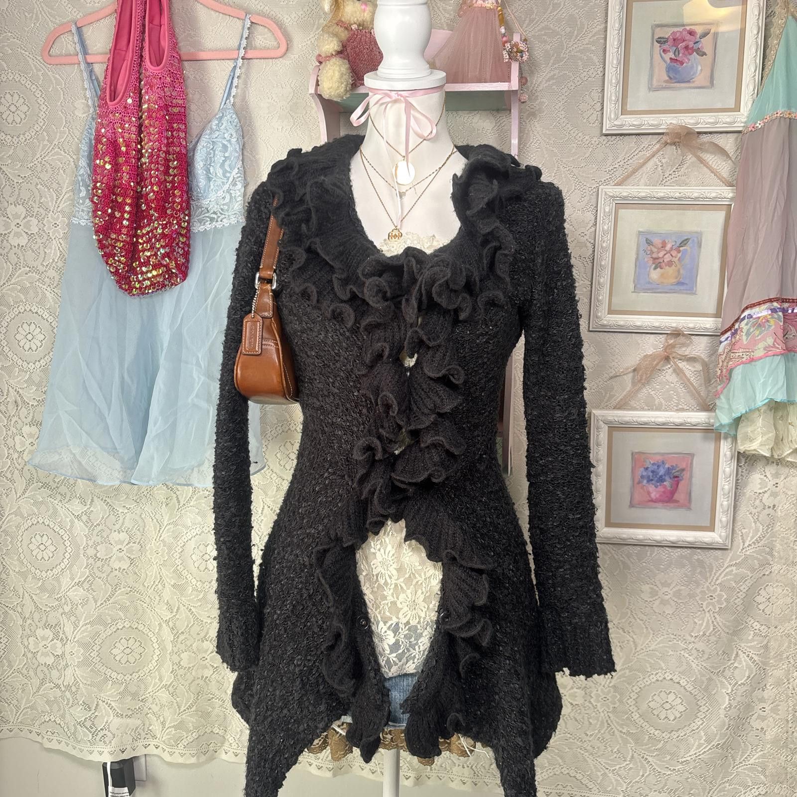 Sonia Rykiel vintage cozy wool ruffle cardigan with snatched vibe Size M / US 6-8 / IT 42-44 - 1 Thumbnail