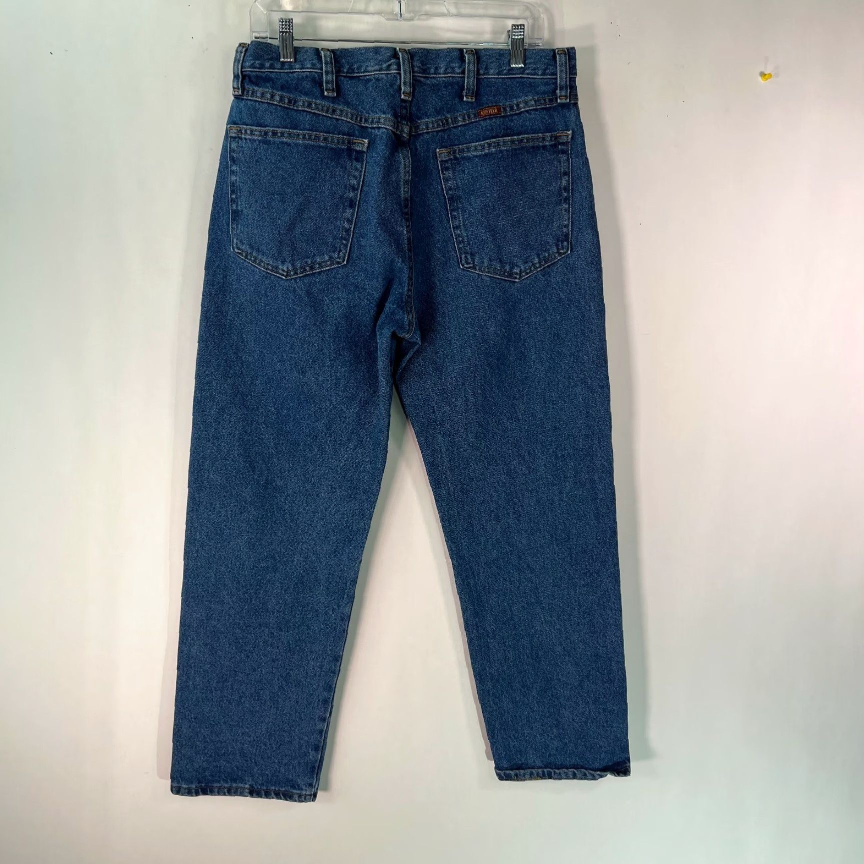Denime RUSTLER Jeans Men 34X29 Blue Denim Regular Straight 100% Cotton Belt Loops Pockets Mens Size US 34 / EU 50 - 2 Thumbnail