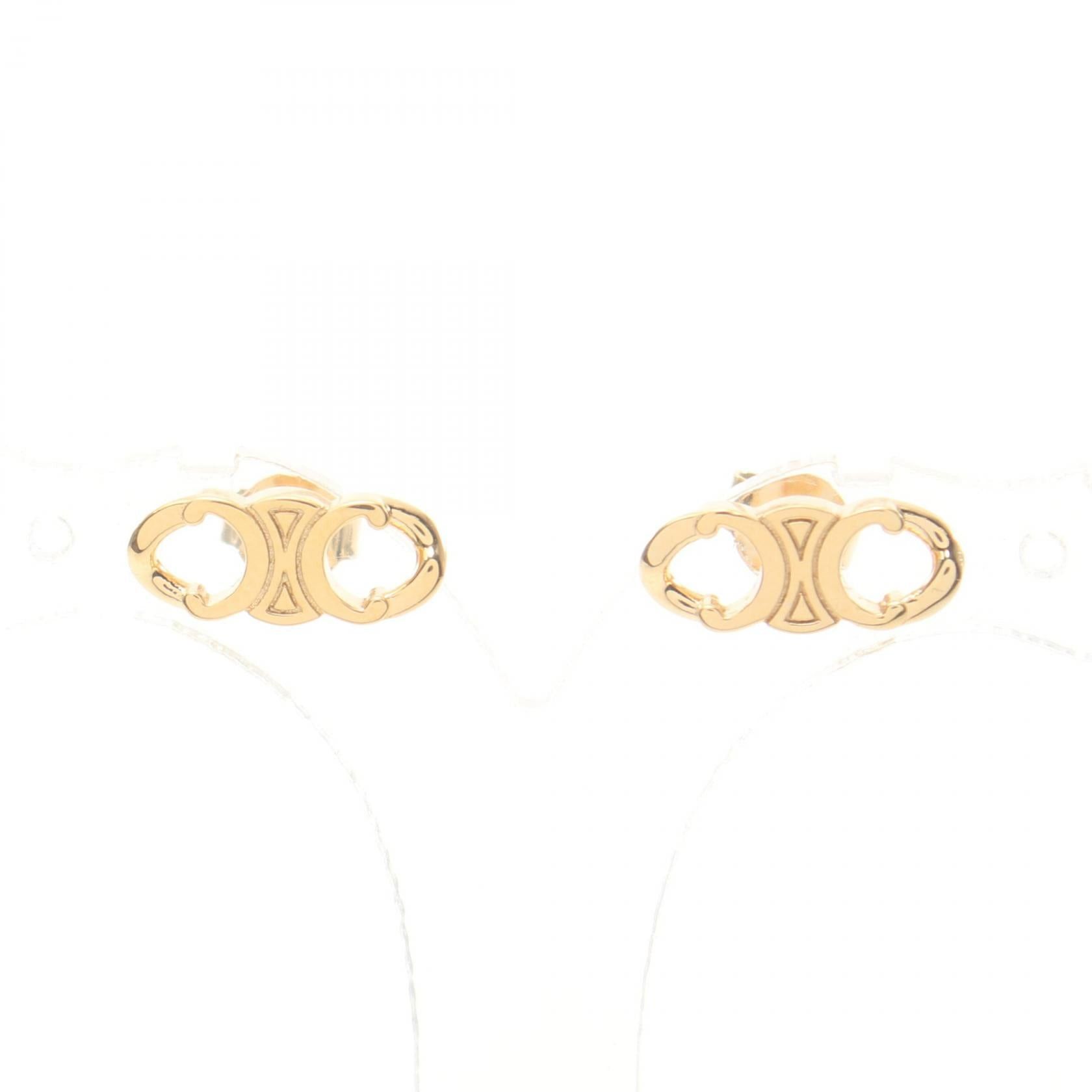 Celine Celine Triomphe Grumet Studs Earrings Gp (Gold Plated) Gold Size ONE SIZE - 1 Thumbnail