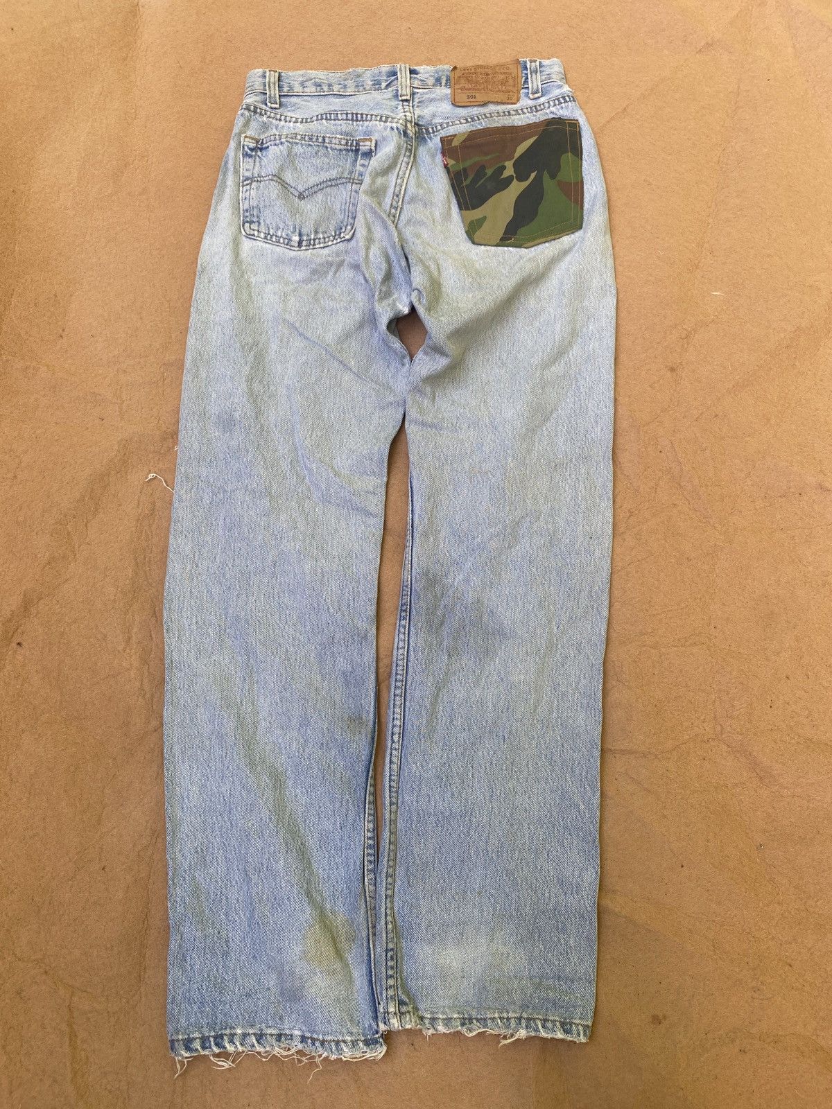 Levi's Custom Reconstructed Levi's 501 Distressed Camo-Panel Denim Size US 29 - 2 Thumbnail