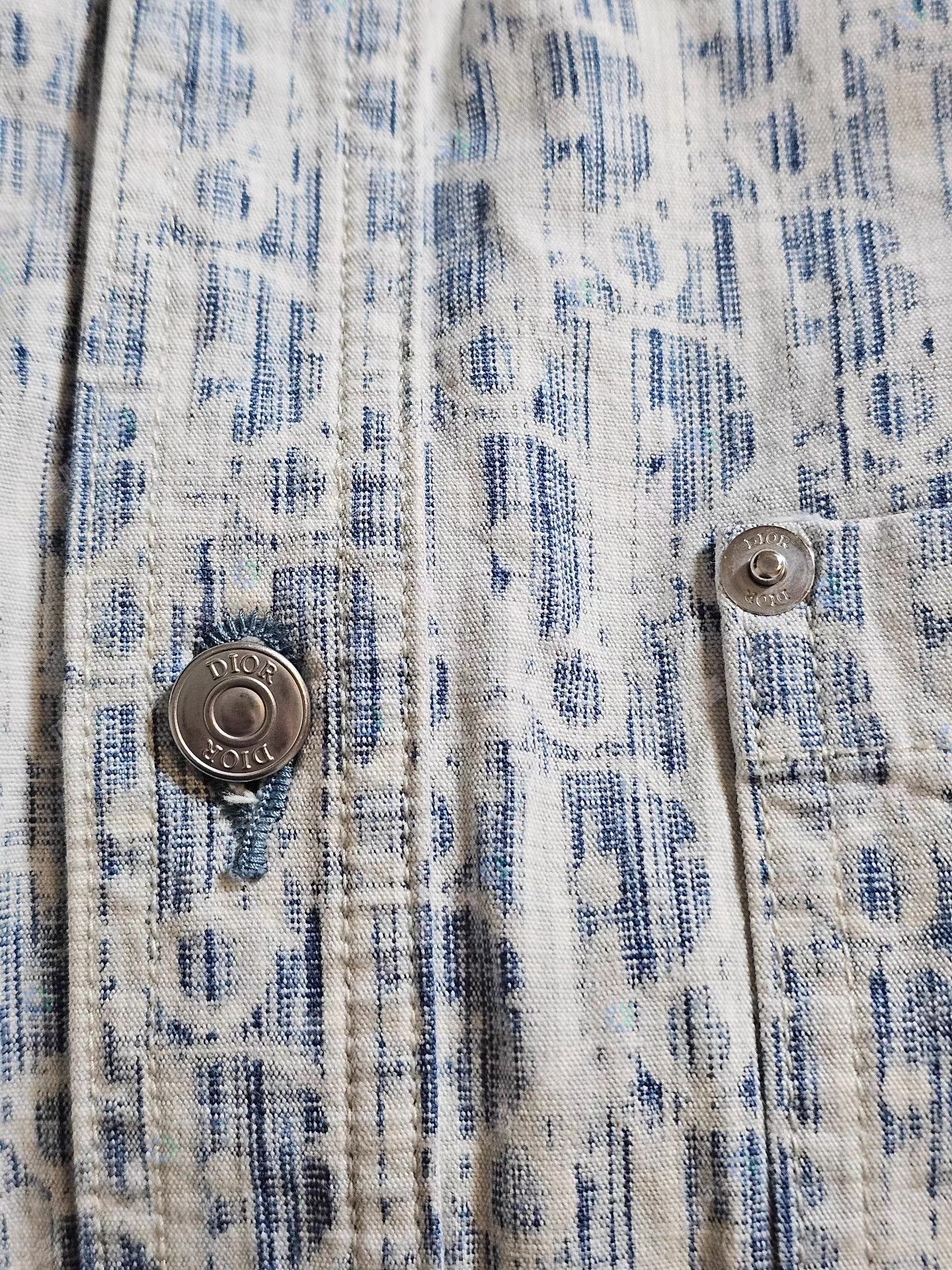 Dior Dior Blue & White All-Over Logo Denim Shirt Q4 Size US L / EU 52-54 / 3 - 6 Thumbnail