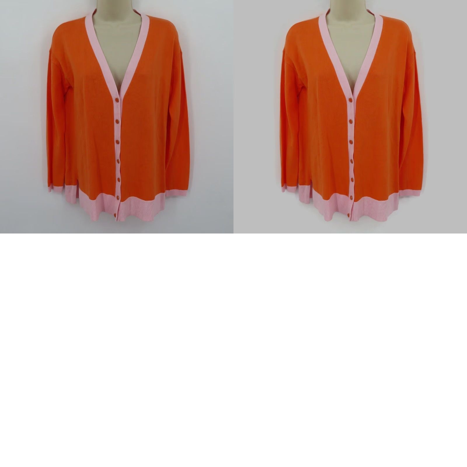 Talbots Talbots Sweater Women Petites SP Small Orange Pink Trim V Neck NEW Size S / US 4 / IT 40 - 9 Thumbnail