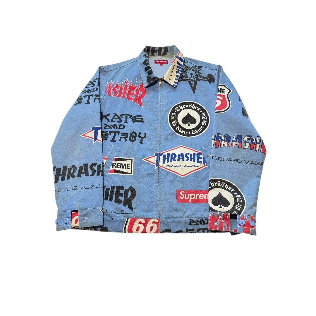 Supreme × Thrasher SS2016 Supreme Thrasher Work Zip Up Jacket Blue Size US L / EU 52-54 / 3 - 1 Thumbnail