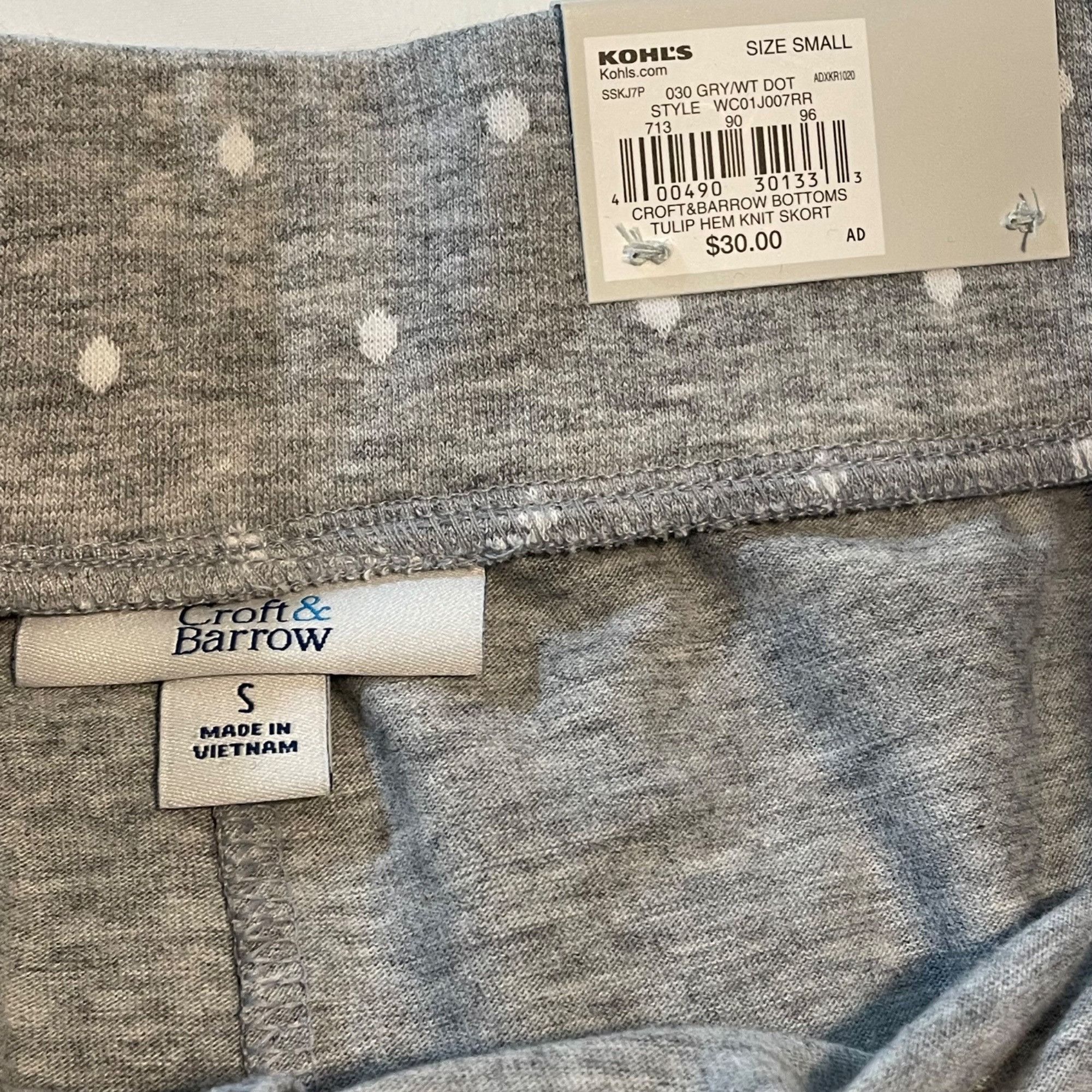 Croft & Barrow Croft & Barrow Womens Gray Polka Dot Extra Soft Skort - Easy Size 28" / US 6 / IT 42 - 7 Thumbnail
