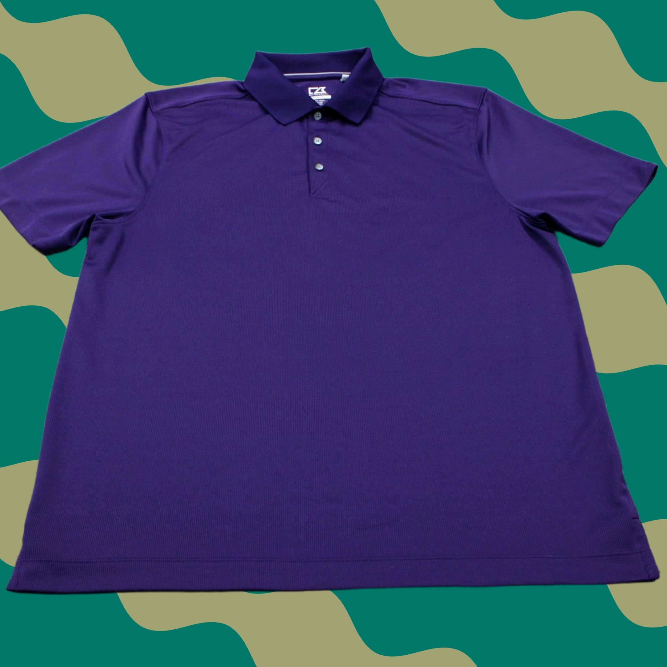 Cutter & Buck Cutter & Buck Polo Shirt Mens Large CB DryTec Purple Short Sleeve Polyester Blend Shirt Size US L / EU 52-54 / 3 - 1 Thumbnail