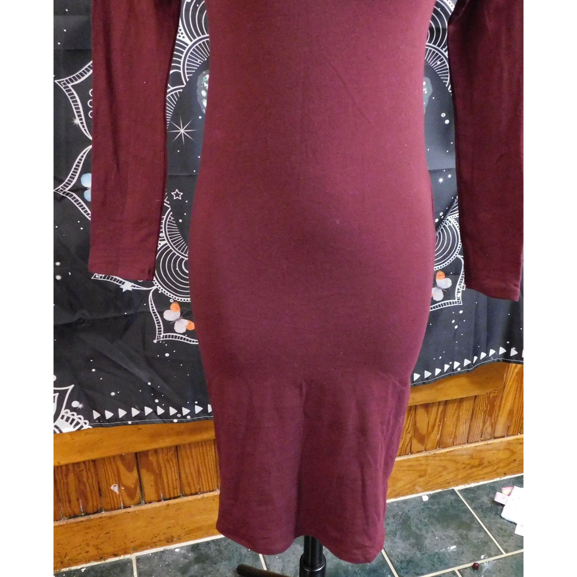 Other Bozzolo Burgundy Bodycon Dress With Strappy Neck Size S / US 4 / IT 40 - 2 Thumbnail