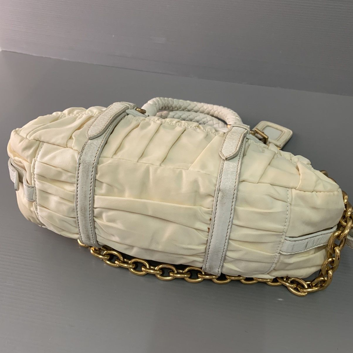 Prada Prada Nylon White Gaufre Small Handbag Size ONE SIZE - 3 Thumbnail