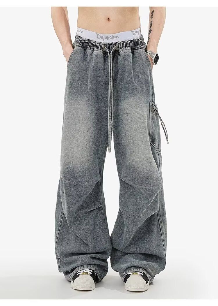 Japanese Brand × Jean American retro pocket loose washed wide-leg cargo jeans Size US 32 / EU 48 - 5 Thumbnail