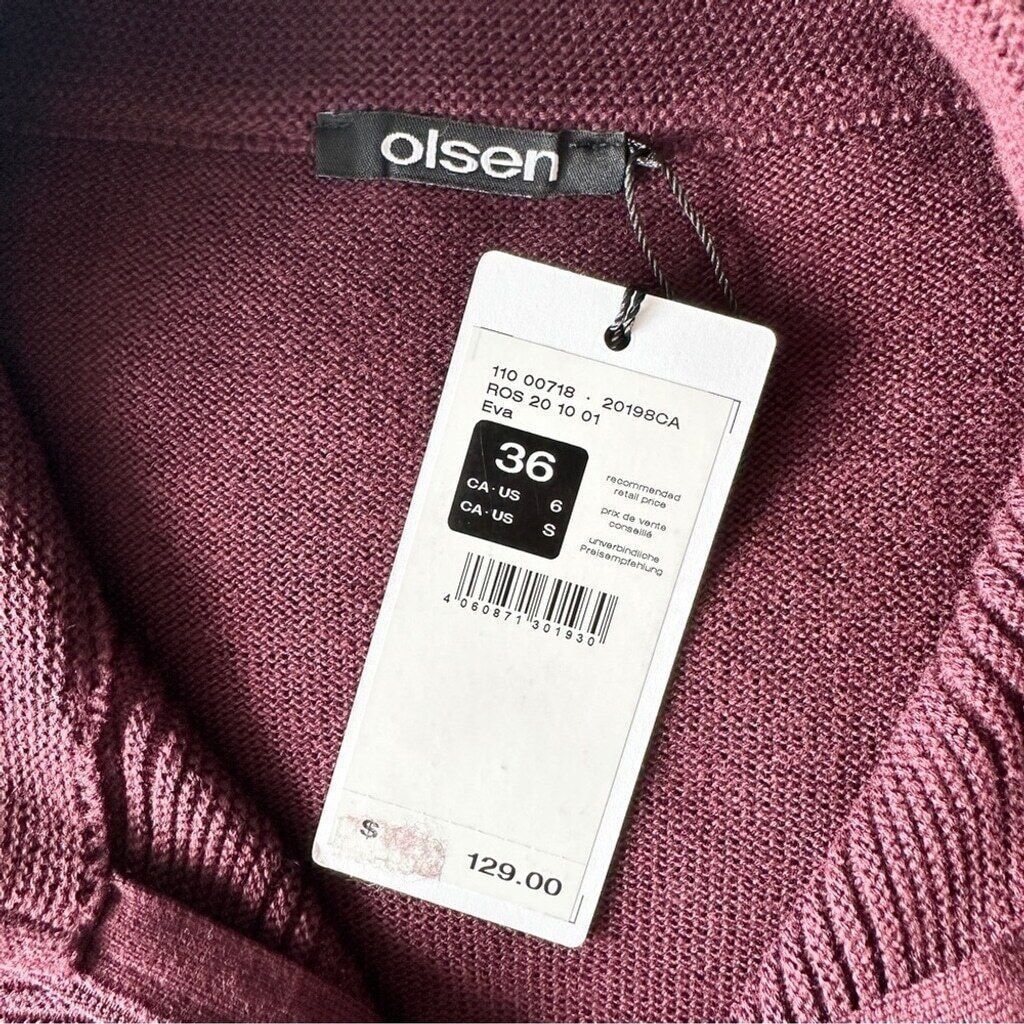 Other Olsen Long Sleeve Mock Neck Full Zip Ribbed Sweater Maroon Size S / US 4 / IT 40 - 12 Thumbnail