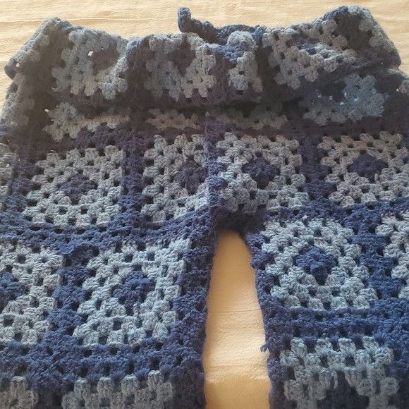 Handmade Handmade Upcycled Crocheted Blue Granny Square 2 pc Sz Ĺ-XL Size XL / US 12-14 / IT 48-50 - 10 Thumbnail