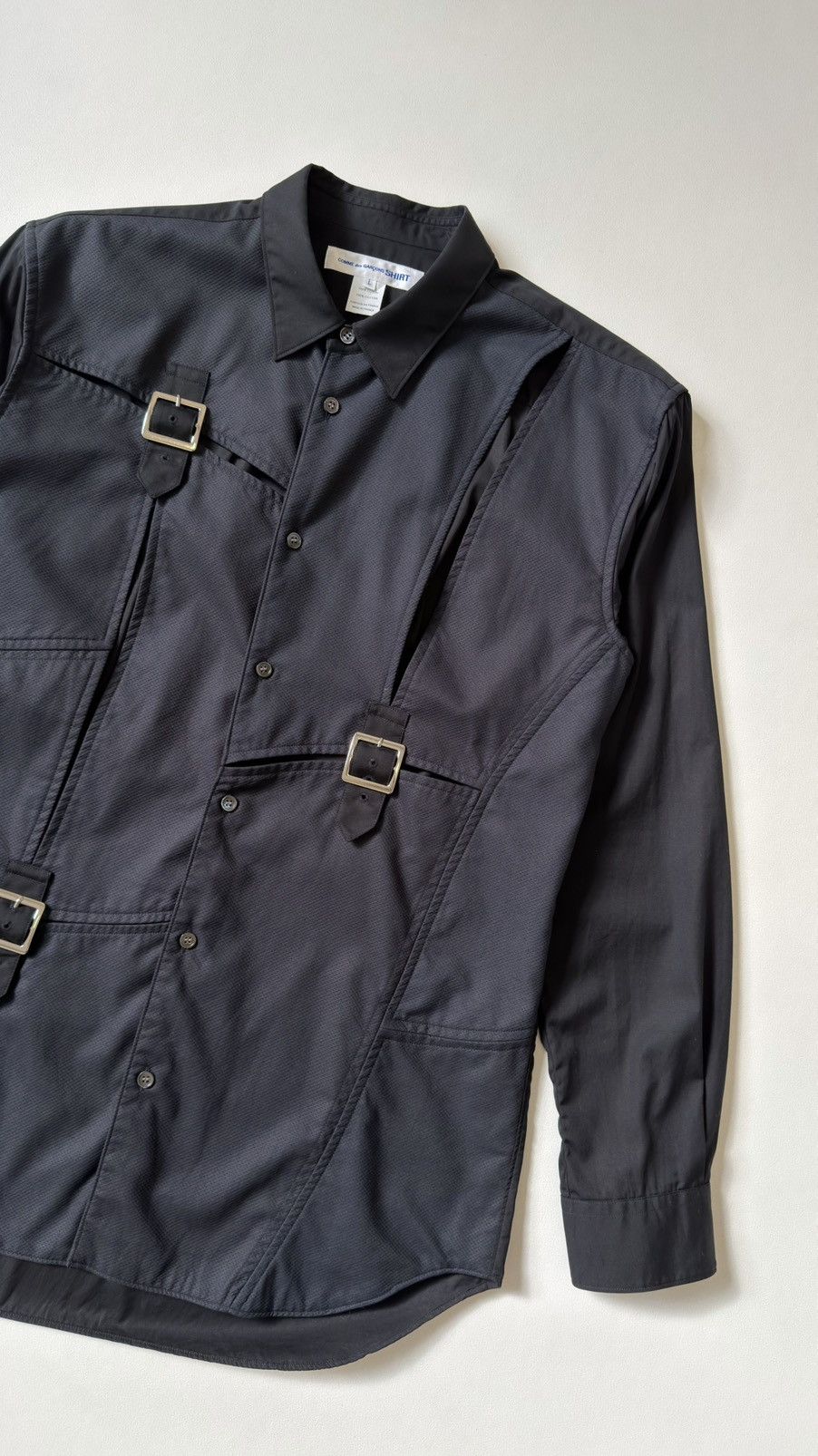 Comme des Garcons Black Patch Work Bondage Strap Shirt Size US M / EU 48-50 / 2 - 9 Thumbnail