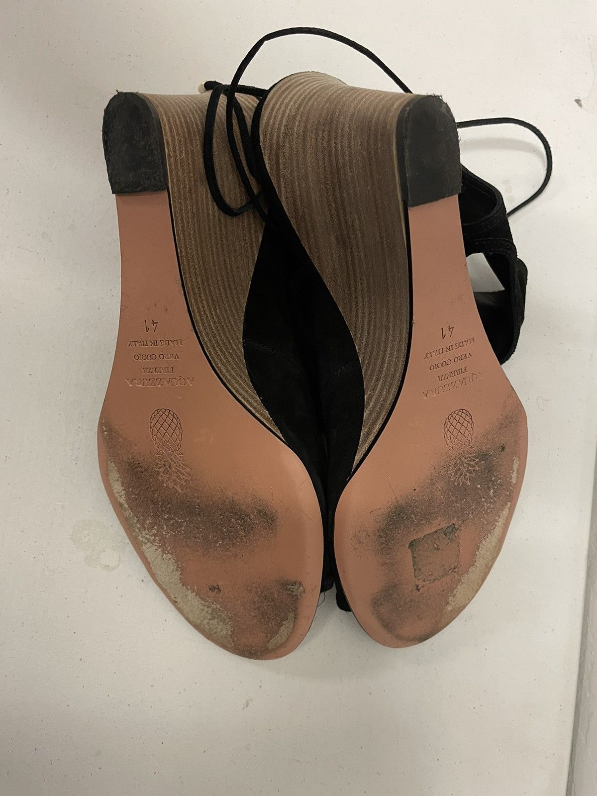 Aquazzura Sexy Thing Cut Out Suede Wedge Sandals Size US 10 / IT 40 - 7 Thumbnail