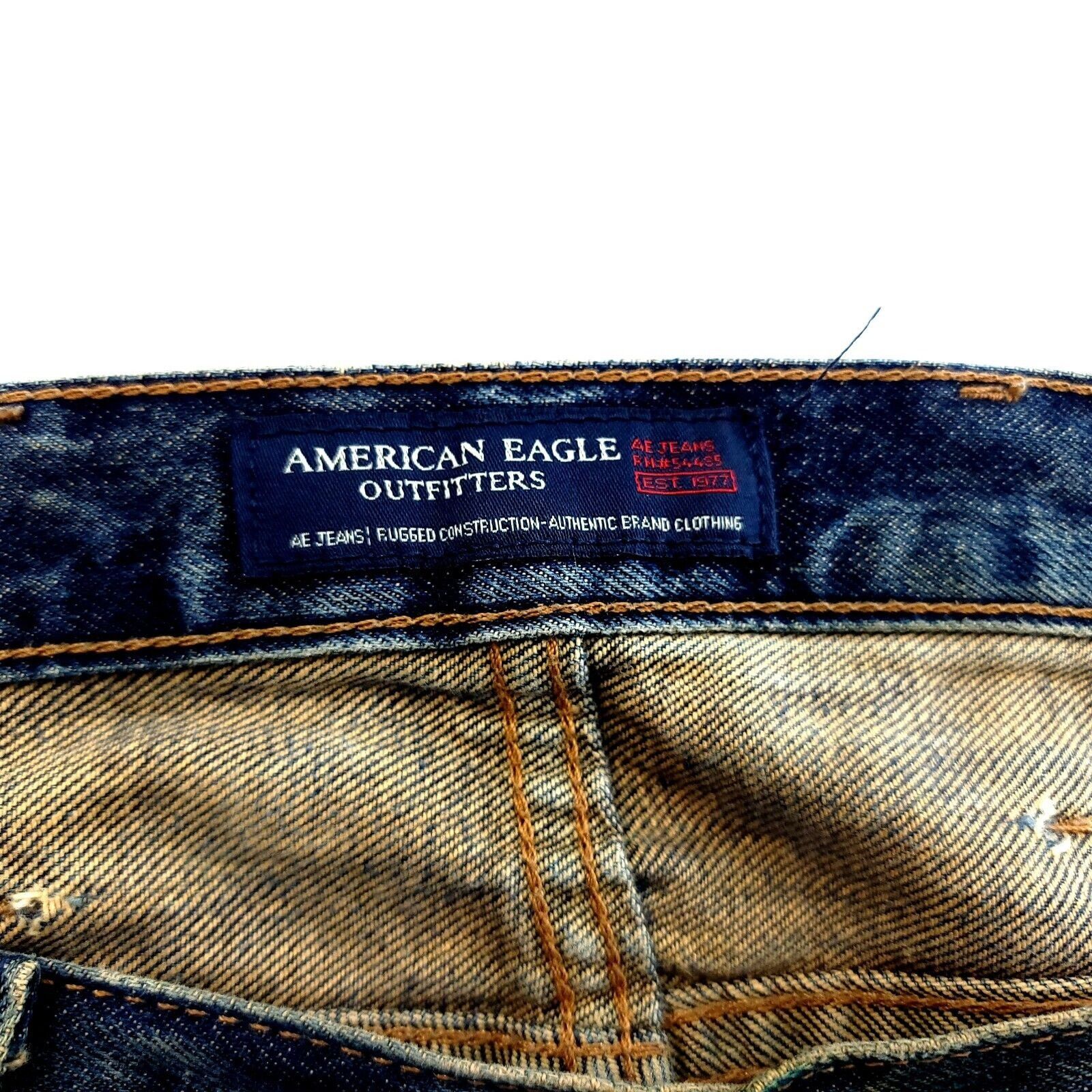 American Eagle Outfitters American Eagle Distressed Blue Brown Whiskering Stone Wash D Size US 40 / EU 56 - 10 Thumbnail