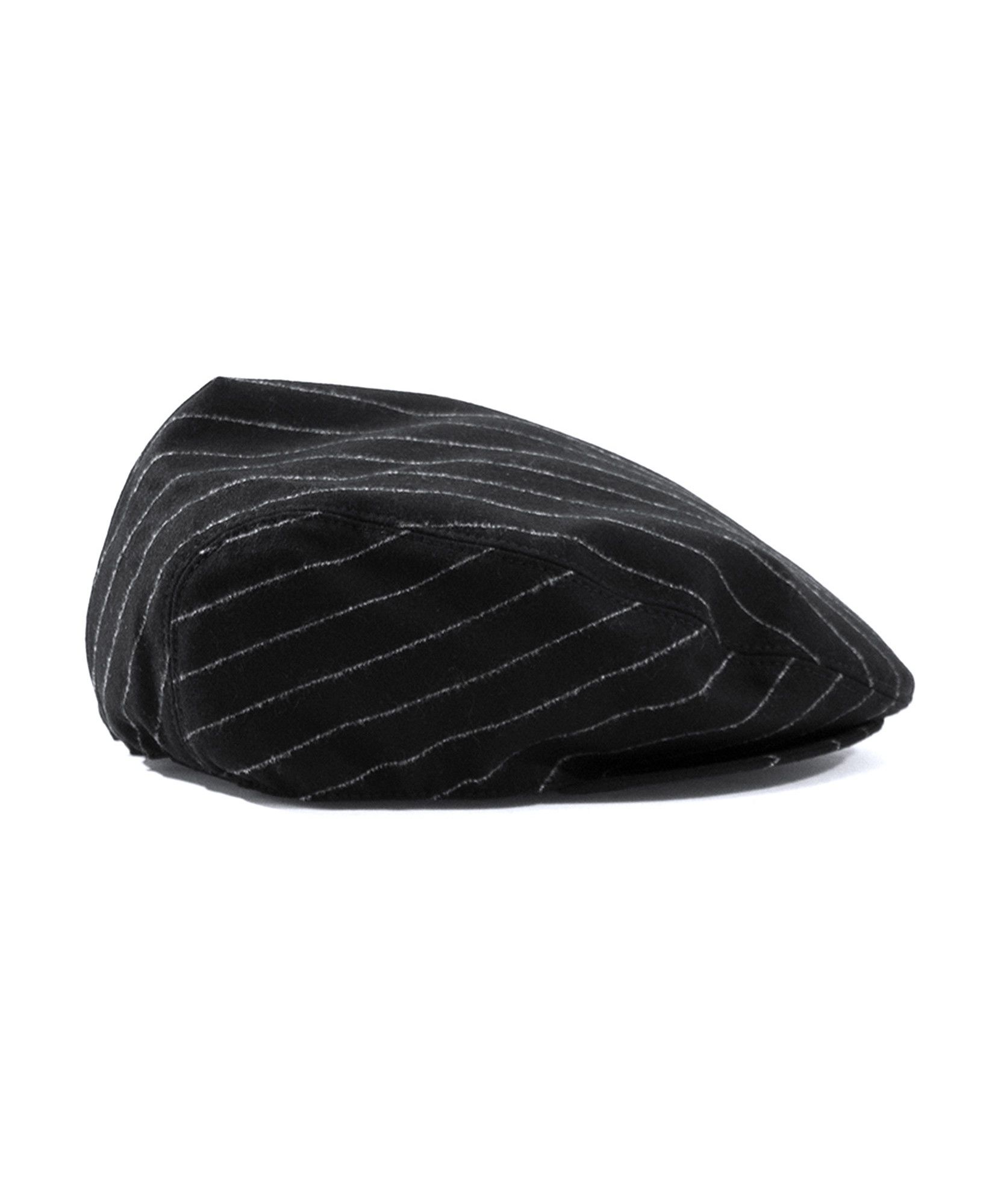 Dolce & Gabbana DOLCE & GABBANA black striped flannel wool flat cap hat Size ONE SIZE - 2 Thumbnail