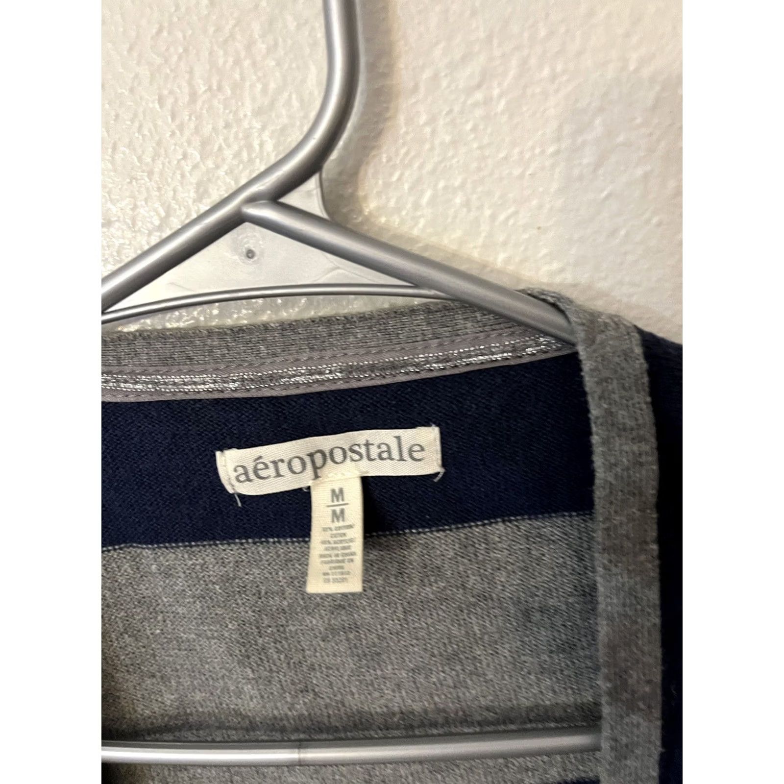 Aeropostale Aeropostale Cardigan Sweater Y2K Size M Blue Gray Striped Open Front Casual Size M / US 6-8 / IT 42-44 - 3 Thumbnail