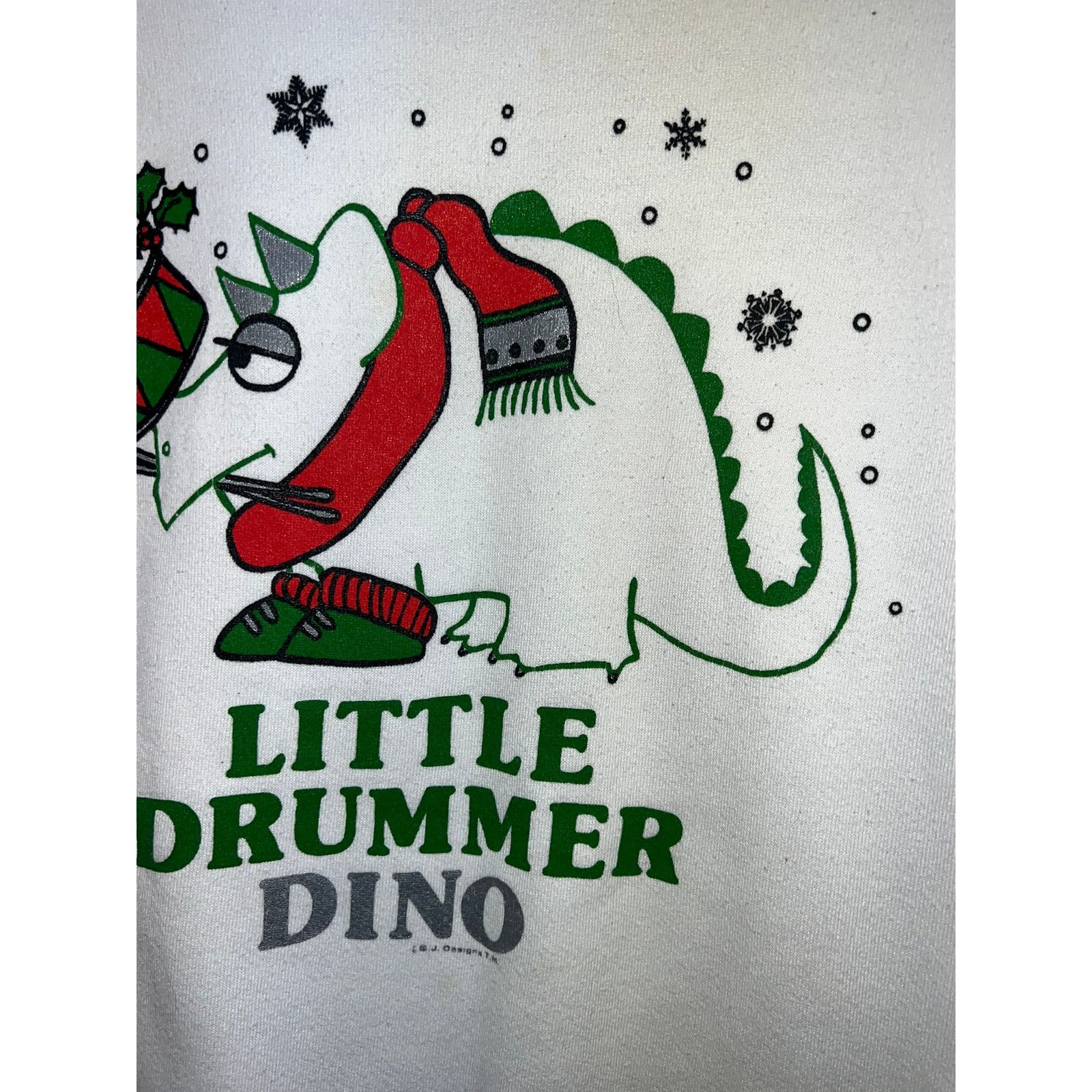 Vintage Vintage Dinosaur Sweatshirt Crewneck Little Drummer Dino 90s Size US L / EU 52-54 / 3 - 3 Thumbnail