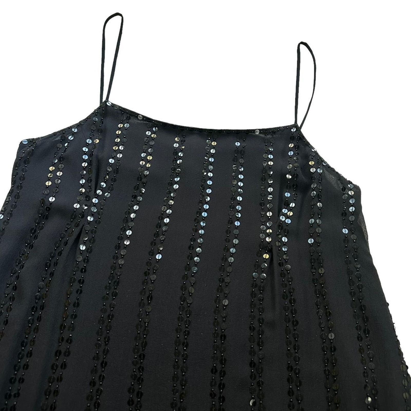 Laura Ashley Laura Ashley Cami Sequinned Sheer Mesh Silk Midi Dress Size XL / US 12-14 / IT 48-50 - 2 Thumbnail