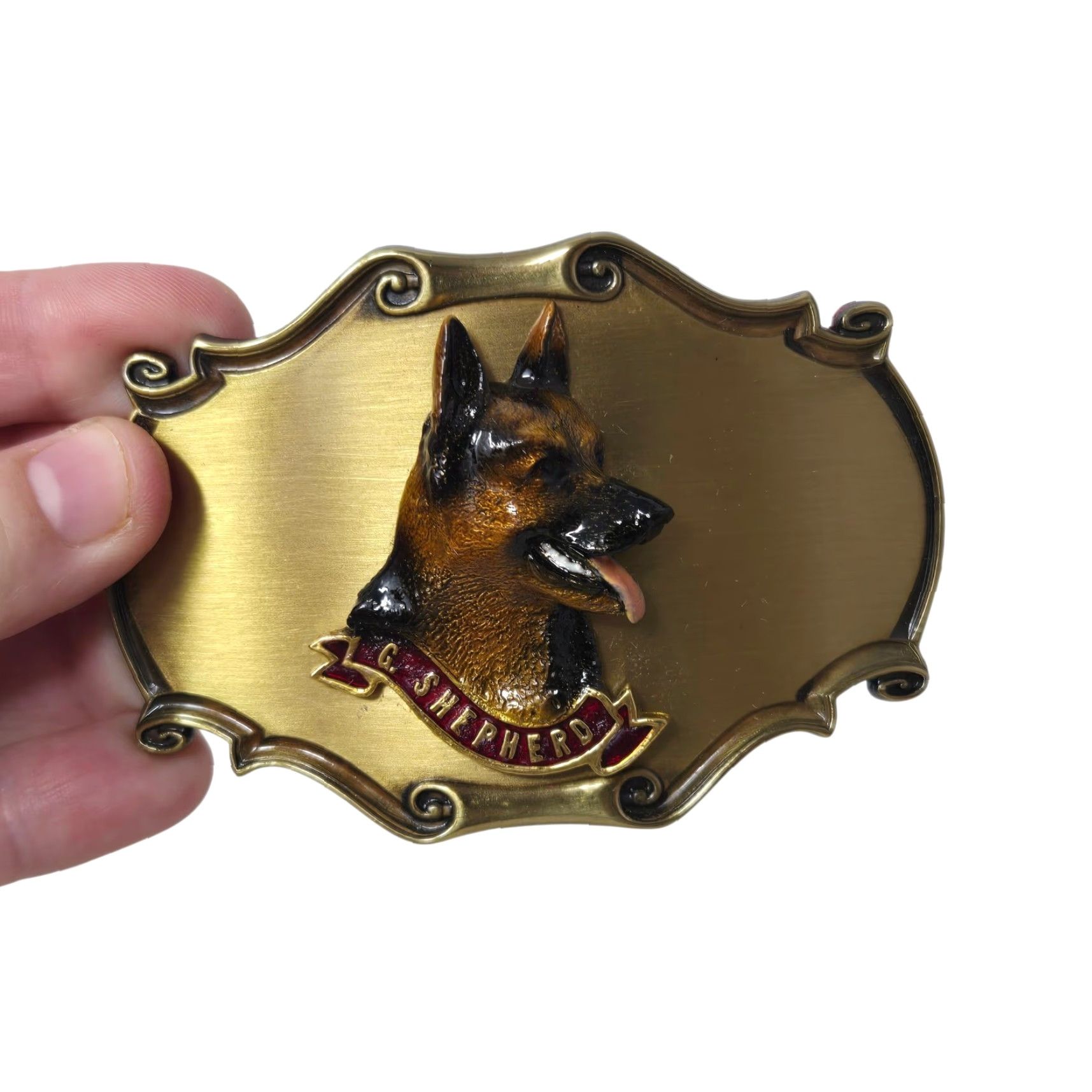 Vintage VINTAGE German Shepherd Dog Raintree Belt Buckle 24k Gold Overlay Original Box Men Size ONE SIZE - 3 Thumbnail