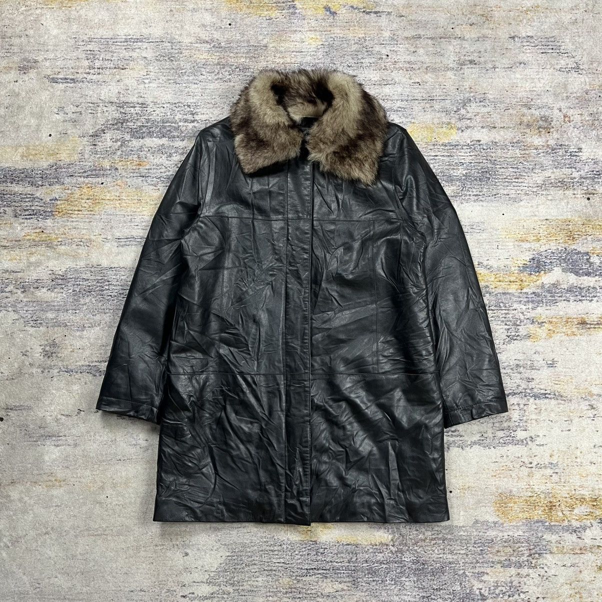 Fendi Vintage Fendi fur collar leather coat jacket Size S / US 4 / IT 40 - 1 Thumbnail