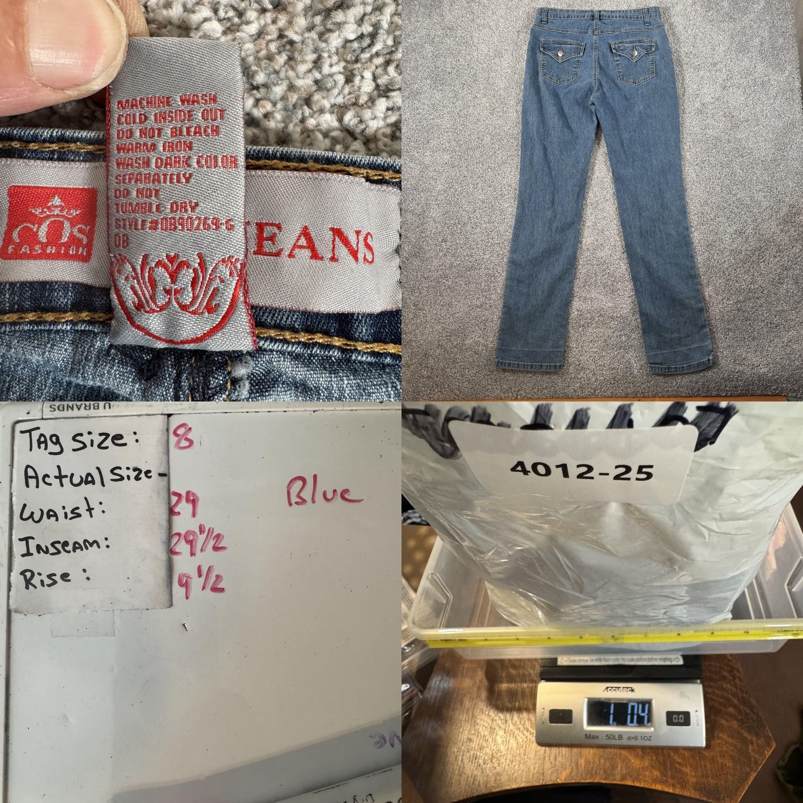 Cos COS Jeans Womens 8 Blue Denim Straight Leg Embroidered Side Trim Studded Jeans Women Size 30" / US 8 / IT 44 - 9 Thumbnail
