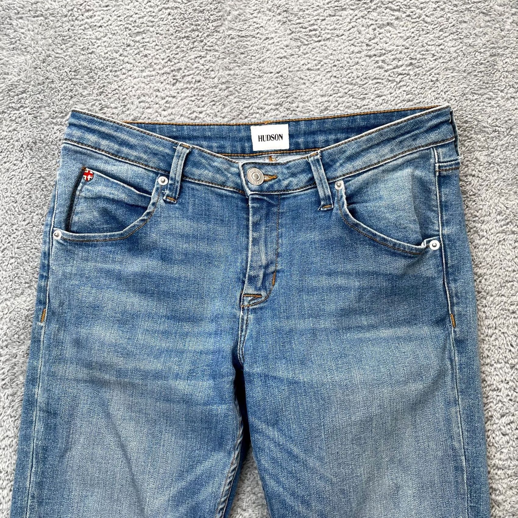 Hudson Hudson Womens Blue Denim Cotton Stretch Bacara Straight Cuffed Jeans 25 Size 42" / US 20 - 4 Thumbnail