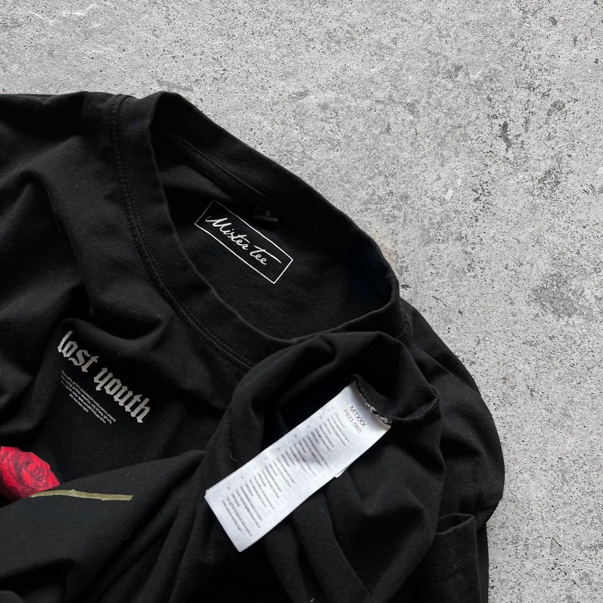 Designer × Other Mister Tee Mens Lost Youth Rose Short Sleeve Black T-Shirt Size US S / EU 44-46 / 1 - 4 Thumbnail