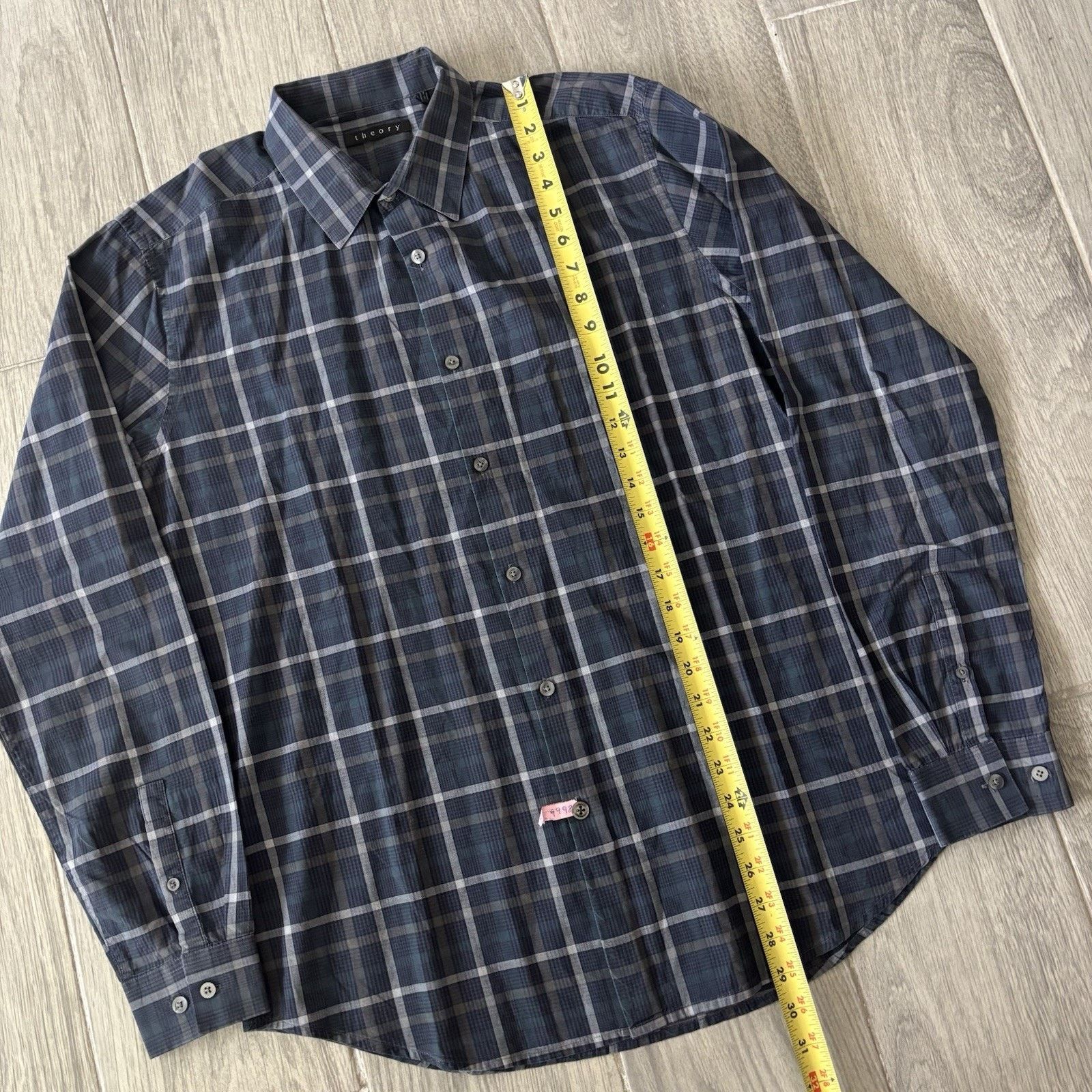 Theory Theory Button Up Shirt Blue Green Lightweight Cotton Mens XL Size US XL / EU 56 / 4 - 10 Thumbnail