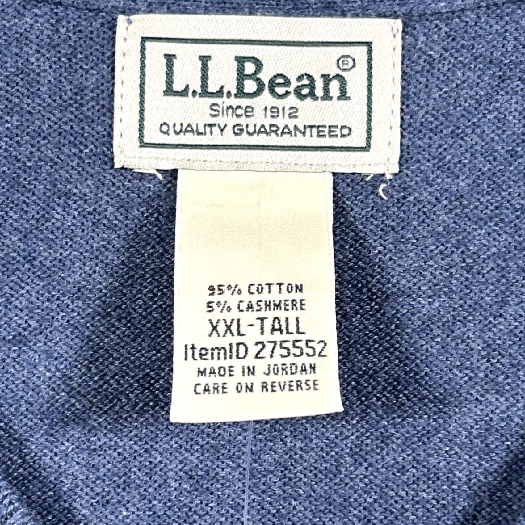 Vintage LL Bean Mens V-Neck Sweater XXL Tall Indigo Cotton Cashmere Pullover Business Casual Travel Size US XXL / EU 58 / 5 - 3 Thumbnail