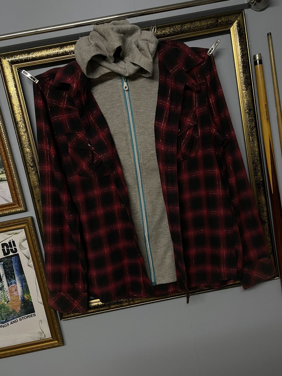 Japanese Brand Vintage 90s Japan 31040=Homme Punk Double Layered Hoodie Size US M / EU 48-50 / 2 - 2 Thumbnail