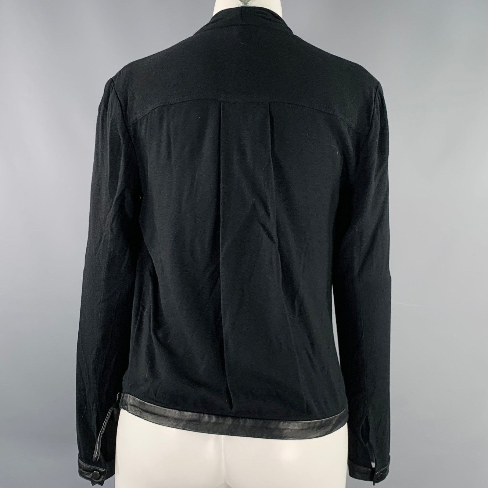 Helmut Lang HELMUT LANG Size S Black Viscose Blend V-Neck Casual Top Size S / US 4 / IT 40 - 3 Thumbnail