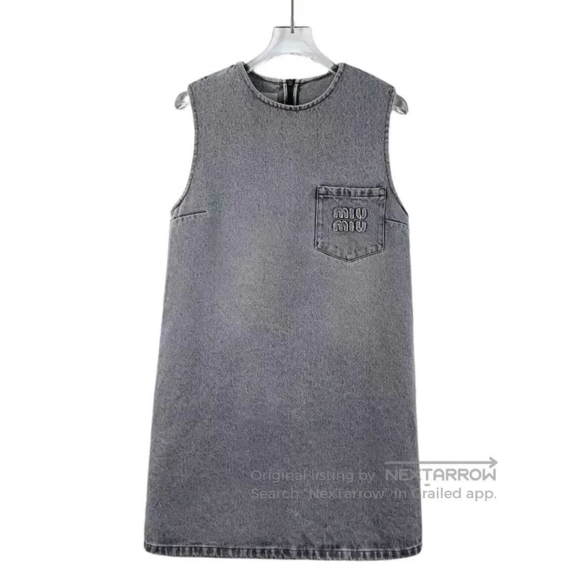 Miu Miu gray logo sleeveless denim dress by miu miu. Size US 38 / EU 54 - 1 Thumbnail