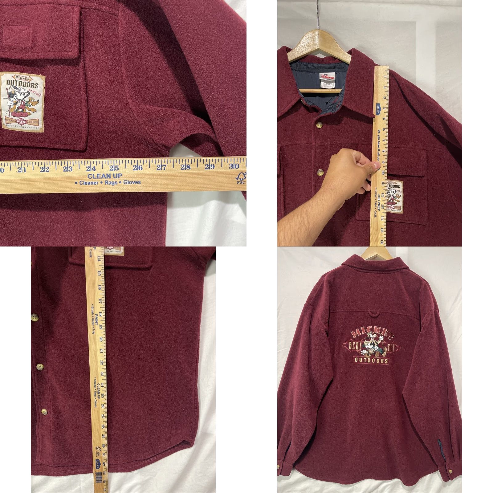 Disney Disney Jacket Mens XL Burgundy Button Up Fleece Shirt Shacket Mickey Outdoors Size US XL / EU 56 / 4 - 8 Thumbnail